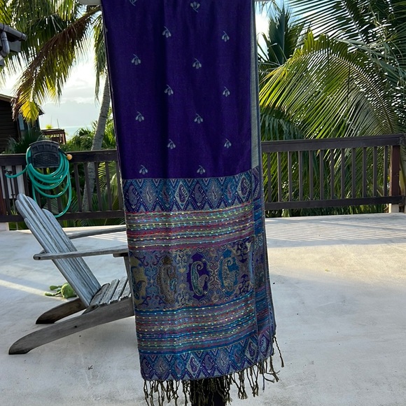 Pashmina Multicolor 100% Cashmere Ladies Scarf OS - Picture 4 of 6